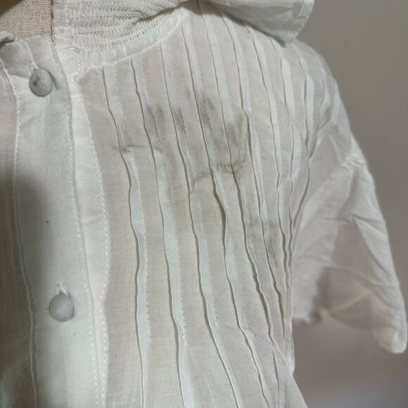 7 FOR ALL MANKIND Women's Peter Pan Collar Ruffle Top Size S In White - Picture 6 of 13